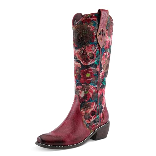 L'Artiste by Spring Step Women's Rodeo Queen-Viv Knee High Boot, Red Multi, 10