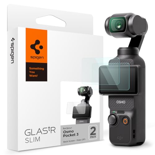 Spigen Tempered Glass Screen Protector [GlasTR Slim] Designed for DJI Osmo Pocket 3 [2 Pack] - Back Touch Screen Protector Only