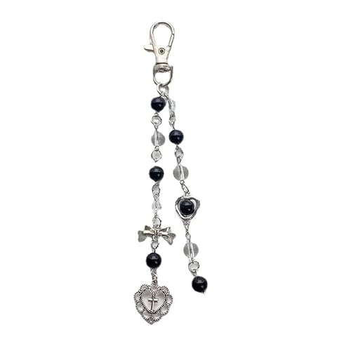 Toar Xdhc Y2k Keychain For Women, Cross Bow Star Beads Cute Heart Gothic Trendy Dainty Y2k Jewelry for Women (Black)