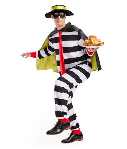 Tipsy Elves Men's Halloween White Hamburger Thief Costume Size Medium