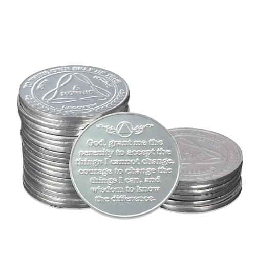 Sobriety Mint Infinity Aluminum AA Meeting Newcomer Sobriety Chips/Coins/Tokens - Bulk Sets of 25 Medallions - 6 Months