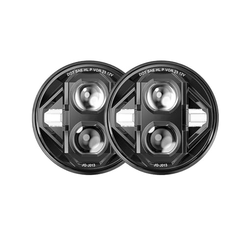 LED Headlight Assembly Compatible With LADA Niva 1990-1993 2012 7 Inch Round Halo DRL Turn Signal 12V 24V DOT E9 CO LIGHT JG-J013(2PC J013-DE)