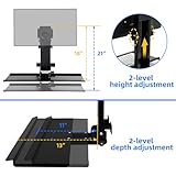 Monitor Wall Mount with Foldable Keyboard Tray, Height Adjustable Monitor Holder Fits 17"-32" Monitor Screens - VESA Standard Wall Mount - 26" Wide Platform with Curved Edges for Keyboard and Mouse