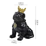 WAOCEO Money Box Large Bulldog Piggy Bank Hand Carved Coin Coin Piggy Bank Child Adult Creative Birthday Place About 350 Coins (Black) Savings Bank