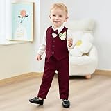 SANMIO Baby Boy Clothes Suits Infant Gentleman Outfit Collared Dress Shirt+Vest+Tie+Corsage+Pants 5Pcs Baby Suit Sets