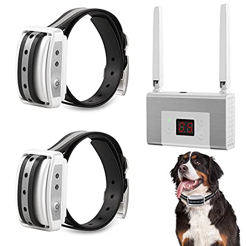 FOCUSER Electric Wireless Dog Fence System, Pet Containment System for 2 Dogs and Pets with Waterproof and Rechargeable Collar Receiver for 2 Dog Container Boundary System (White)