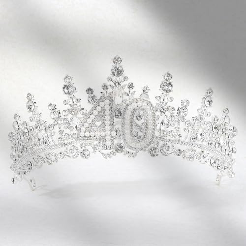 TOBATOBA 40th Birthday Crown 40th Birthday Decorations for Her Birthday Tiara with 40 Letters 40th Birthday Gifts for Her 40th Birthday Dress Outfit for Women Happy 40th Birthday