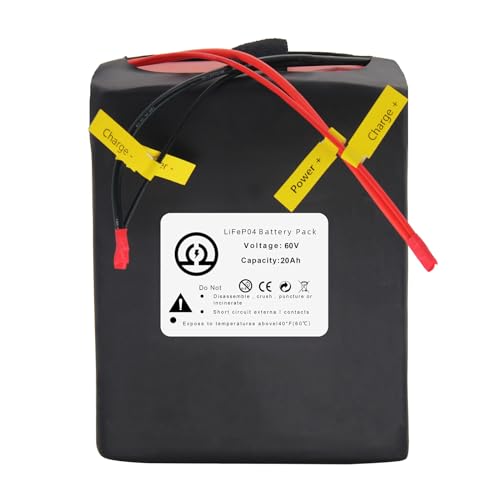 60V Ebike Battery 20AH LiFePO4 Battery Pack Fit for 3000W-350W Motor, 50A BMS and 5A Fast Charger
