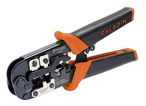 Paladin Tools PA1561 Professional Data Cable Crimper | Cut & Strip CAT5 CAT5E CAT6 | RJ45 RJ11 RJ12 RJ22 | POE Ethernet (Professional Grade)