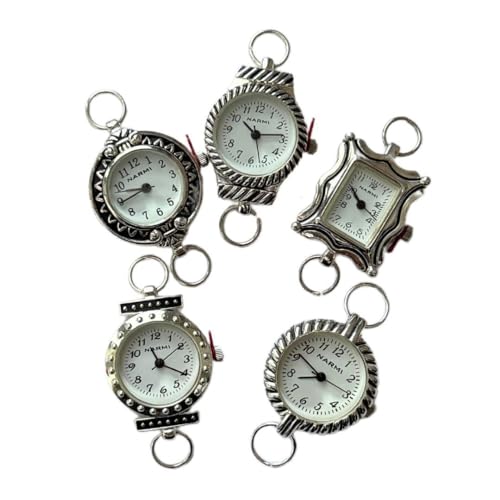 NIMI 5-Piece New Silver Case with White Watch Face Set for Beading and Jewelry Making (#3)