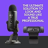 Logitech C920x HD Pro Webcam, Full HD 1080p/30fps - Black w/Blue Yeti USB Microphone - Blackout