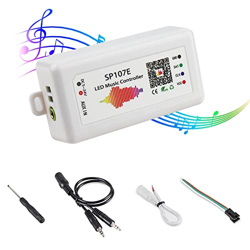 RGBZONE Bluetooth LED Controller, DC 5-24V SP107E LED Light Strip Controller, Support Music Sync, IC Chip for WS2812b WS2811 LED Strip, Matrix Panel, Module