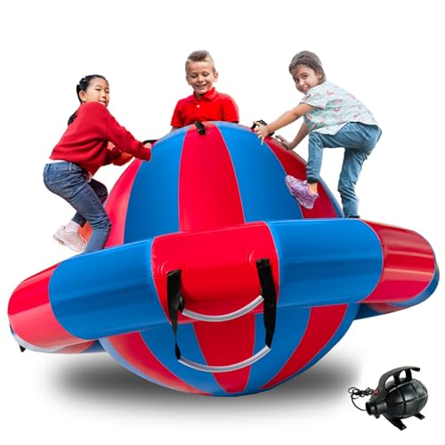 Hongcoral 8.2FT Inflatable Dome Rocker Bouncer, Giant Roll and Play Seesaw Rocker with 8 Handles, Max Weight 660Lbs, Blow Up Outdoor Toys with Electric Pump, Inflatable Bouncer Holds Up to 4 Person