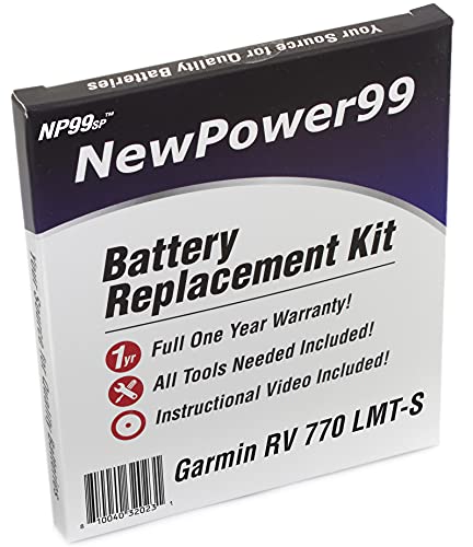 NP99sp Battery Kit for Garmin RV 770 LMT-S with Tools, How-to Video and Extended Life Battery