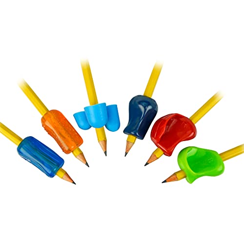 The Pencil Grip Premium Pencil Grips Assortment Pack, Universal Ergonomic Writing Aid For Righties And Lefties, Colorful Grippers, Includes 6 Different Grips, Assorted Colors, 6 Count - PGP-006