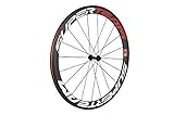 Superteam Carbon Fiber Road Bike Wheels 700C Clincher Wheelset 50mm Matte 23 Width (Red and White Decal)