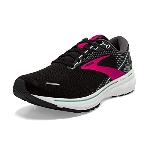 Brooks Women's Ghost 14 Neutral Running Shoe - Black/Pink/Yucca - 9.5 Medium