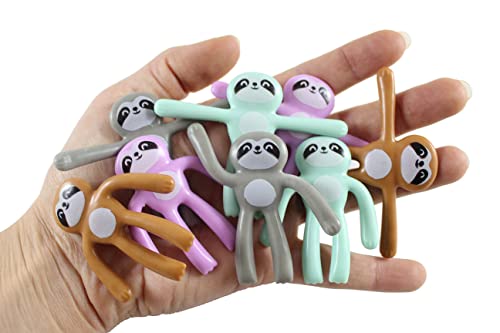 Curious Minds Busy Bags Bulk 48 - Tiny Sloth Animal Bendable Fidget Toys - Cute Mini Animal Figurines - Party Favors, Prizes, Egg Fillers Toy Giveaways (4 Dozen)