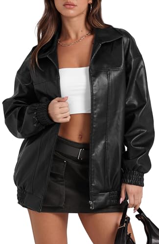 SAMPEEL Leather Jacket Women Faux Abrigos De Mujer Invierno En Oferta Coats 2025 Night Out Outfits Winter Clothes Black XL