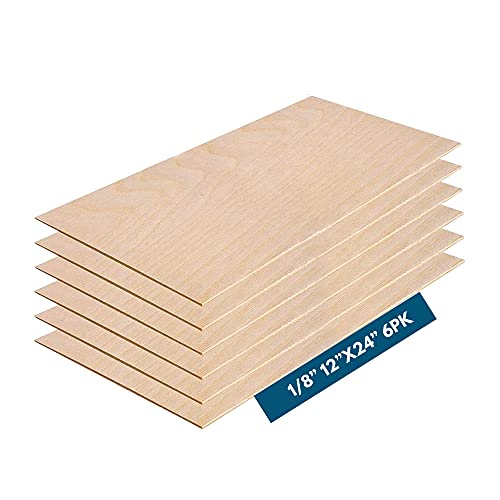 3MM 1/8" x 12" x 24" Baltic Birch Plywood – B/BB Grade (6pk) Perfect for Arts and Crafts, School Projects and DIY Projects, Drawing, Painting, Wood Engraving, Wood Burning and Laser Projects