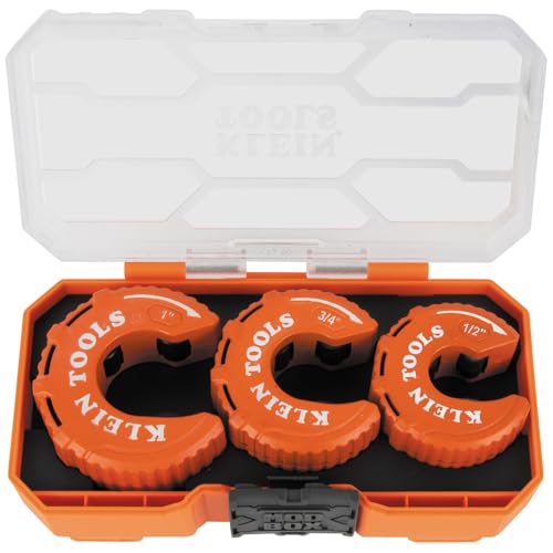 Klein Tools 50048 C-Style Copper Tubing Cutter Set with 1/2, 3/4, and 1-Inch Cutters, MODbox Case, Ultra-Compact for Tight Spaces, 3-Piece