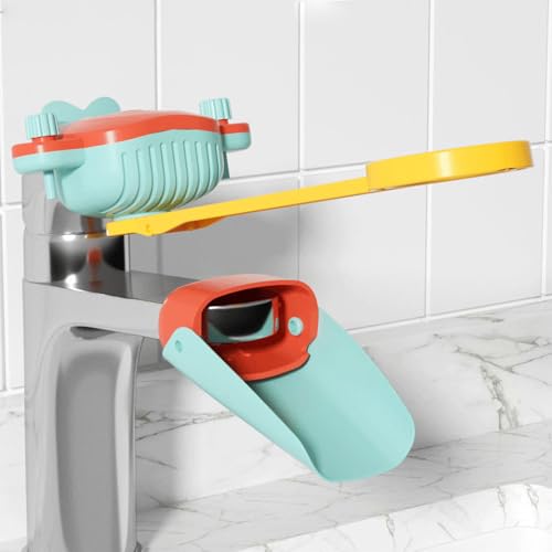 Faucet Handle Extender Set, Faucet Extender for Kids Child Sink Extender Kids Hand Wash Helper Faucet Extender for Bathroom Sink-Orange Green