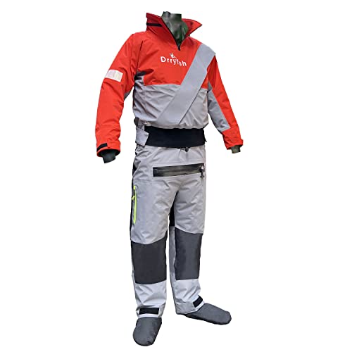 Waterproof Kayak Drysuit with Stowable Hood Breathable Dry Suit for Men in Cold Water (Small)