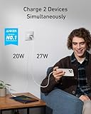 Anker Nano Charger, 47W USB C Charger, 2 Port Compact Foldable GaN Charger for iPhone 16/15 and More Series, Galaxy, Pixel, Compatible with MagSafe