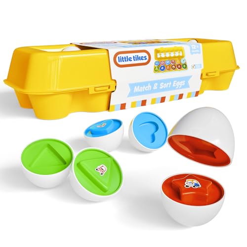 Lollipop Little Tikes Matching Egg Toy, Matching Egg 12pcs, Shape and Color Learning, Educational Puzzle Toy for Kids, Sensory Montessori Toys Great Easter Gift for Toddler