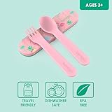 Bentgo Kids Utensil Set - Reusable Plastic Fork, Spoon & Storage Case - BPA-Free Materials, Easy-Grip Handles, Dishwasher Safe - Ideal for School Lunch, Travel, & Outdoors (Tropical)