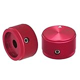 mxuteuk 3Pcs Red Bass Knob Guitar Knobs Aluminum Alloy Potentiometer Control Knob Volume Audio Electric Guitar Knob Screw Type 25 x 15.5mm (d*h) KNOB-06-25R