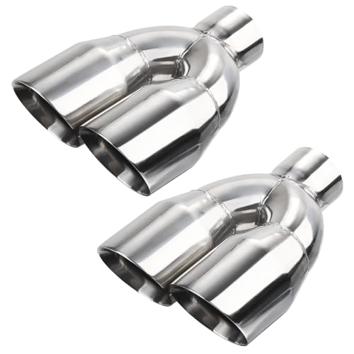LCGP Dual Exhaust Tip 2.5 inch Inlet 3.5 inch Outlet Universal Car Stainless Steel Angle Cut 2-Packs Tailpipe(left and right)