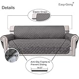 Easy-Going Reversible Couch Cover for 3 Cushion Couch Sofa Cover for Dogs Water Resistant Furniture Protector Cover with Foam Sticks Elastic Straps for Pet Cat (Sofa, Gray/Light Gray)