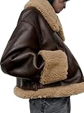 LY VAREY LIN Women Faux Leather Jacket with Faux Fur Lining Warm Winter Biker Coat