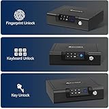 Gun Safe,Biometric Gun Safe for Pistols 3-Ways unlock Safe Fingerprint Digital PIN Key Unlock with Voice, Gun lock box for Cloakroom living room Bedroom Nightstand and Car BILLCONCH