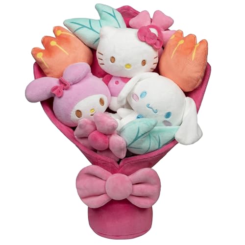 Hello Kitty and Friends - 12-inch Plush Valentine’s Bouquet - 9 Plush - Officially Licensed Product from Jazwares - Ages 6+