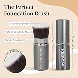 Flat Top Retractable Makeup Brush by Keshima - Premium Retractable Kabuki Brush, for Foundation Liquid Makeup, Powder, Cream and Blush