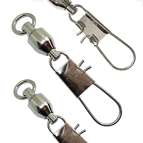 Fishing Ball Bearing Swivel Fishing Split Ring Fast Link Fishing Lures Stainless Steel Solid Welded Rings Barrel Swivels Saltwater (Ball bearing swivel with interlock snaps(4007), 2#-29lb-25pcs)