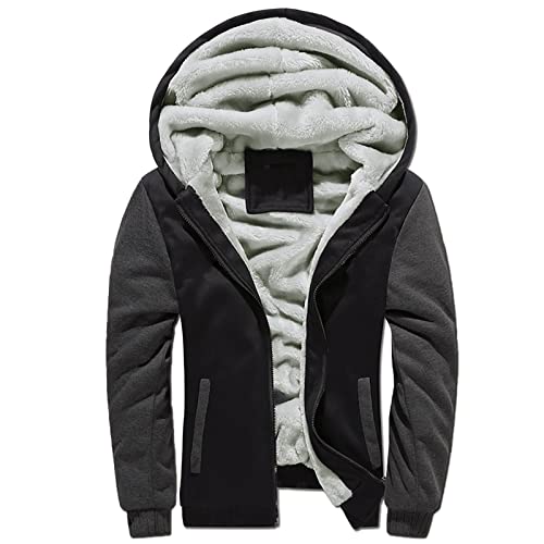 Windproof Jacket Men, Men'S Pullover Winter Workout Fleece Hoodie Jackets Full Zip Warm Thick Coats Mens Windbreaker Jackets Bomber Men Rainning Jacket Man Jackets Coat (M, Gray)