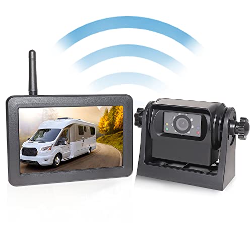 EWAY Wireless WiFi Magnetic Hitch Backup Camera 1080P HD Rechargeable Battery Powered No Wiring Rear View Reverse Monitoring Camera for Car Truck Pickup RV Camper 5th Wheel Horse Trailer Boat Trailer