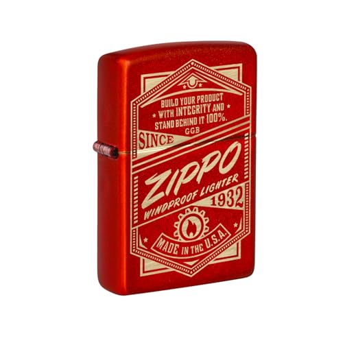 Zippo It Works Design Metallic Red Pocket Lighter