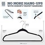 Zober Velvet Hangers 50 Pack - Heavy Duty Black Hangers for Coats, Pants & Dress Clothes - Non Slip Clothes Hanger Set - Space Saving Felt Hangers for Clothing