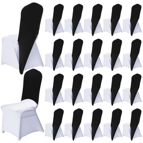 Mindsoft 20 Pcs Chair Cap Covers Spandex Chair Hood Sash Hat Bands Folding Stretch Elastic Cover for Wedding Holidays Banquet Party Celebration (Black)