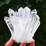 Anseqinzh Irregular Shape & Size Natural Titanium Coated Healing Clear White Rock Quartz Crystal Cluster Mineral Druzy Geode Specimen Home Decor (700~800g)