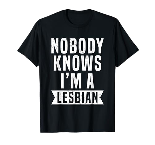Nobody Knows I'm A Lesbian Collection Unisex-Adults Grey Crew Neck Short Sleeve T-Shirt