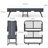 Mutital 79" x 37" Twin Size Folding Bed for Adults with 5.2" Mattress, Sturdy Portable Foldable Bed on Wheels with Storage Cover, Folding Guest Bed, Rollaway Bed with Metal Frame, Cot Size Extra Bed