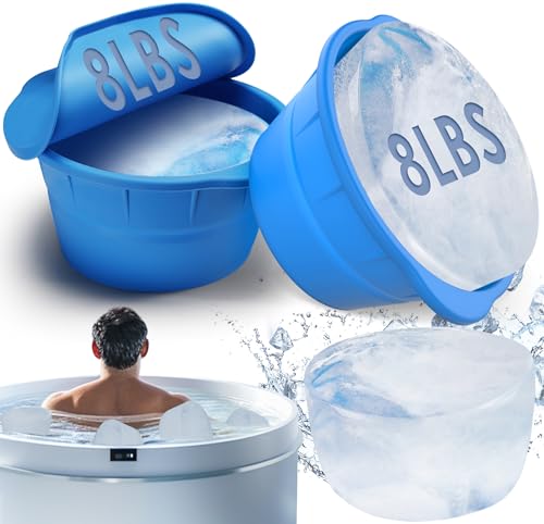 IPOW 2Pack Extra Large Ice Block Molds,16LBS Reusable Giant Ice Cube Bricks Maker Molds for Cold Plunge Tub Ice Bath Foldable Ice Cubes Tray for Ice Bath Accessories with Lid (Blue)