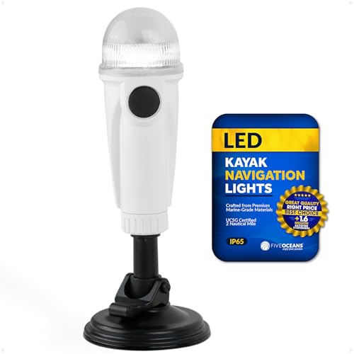 Five Oceans Kayak Lights - Stern Lights for Boats, Anchor Light, 8-inch, Battery-Powered LED Kayak Lights for Night Kayaking with Suction Cup for Small Boat, Canoe, Dinghy, Paddle Board - FO4483