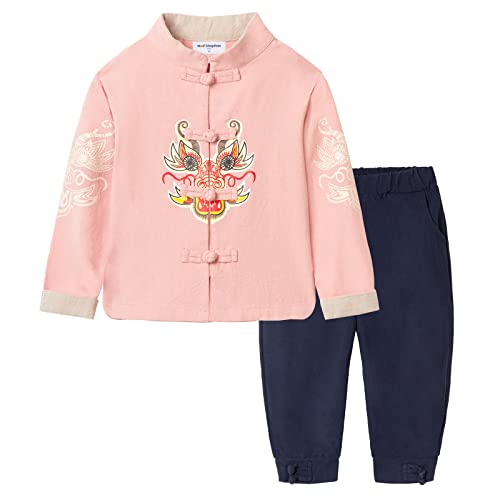 Mud Kingdom Little Girl Outfits Tang Style Chinese New Year Suit Pink Size 6