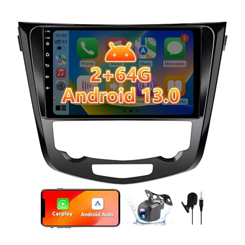 10.1" Android 13 Car Radio Stereo Compatible with Nissan X-Trail Qashqai Rogue 2014-2018, Touchscreen with Wireless CarPlay & Android Auto, WiFi, GPS, FM RDS, Backup Camera, SWC, 2+64G (Auto AC)